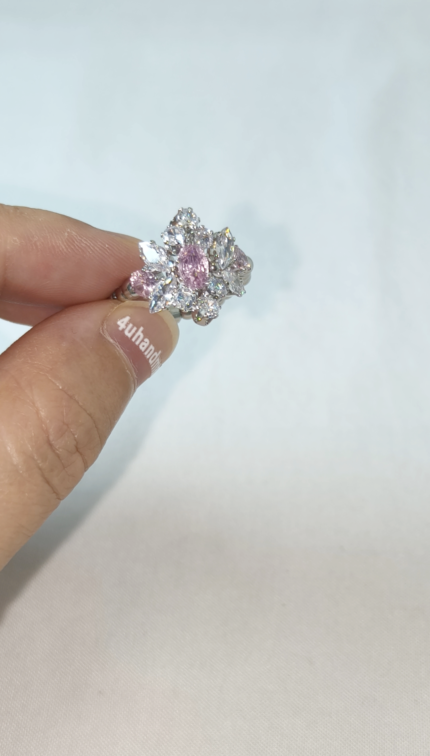 U108 Mystic Blossom(Pink ) Ring,5A Zircon Beads,DIY Ring Kits,DIY Jewelry Making Video Tutorial Included,Finished Jewelry