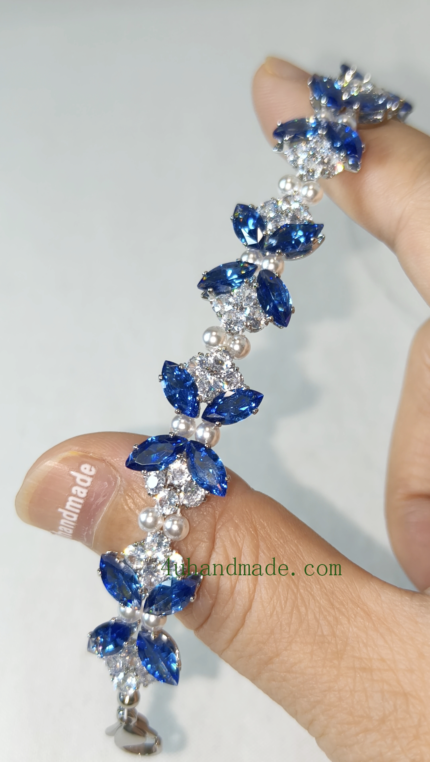 U113 Fortune Flutter（Sapphire)5A Zircon Beads,DIY Bracelet Kits,DIY Jewelry Making Video Tutorial Included,Finished Jewelry